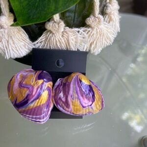 Purple and Gold Swirl Earrings